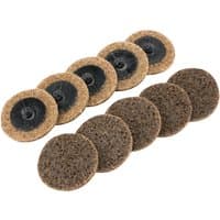 Draper 50mm coarse polycarbide abrasive pads, brown with black centers, pack of 10.