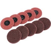 Draper 75mm polycarbide abrasive pads, medium grit, red surface with black center, pack of 10.