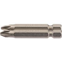 Draper PZ Type Insert Bit, 1/4" hex, 50mm long, No.2, silver, double-ended, pack of 2, textured grip.