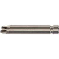 Draper PZ Type Insert Bit, 1/4" hex, 75mm long, No.3, silver metal, pack of 2, with grooved sides and pointed tip.