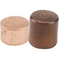 Copper and rawhide replacement faces for Draper hammer, 32mm diameter, cylindrical shape with smooth surfaces.