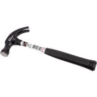 Black Draper Redline claw hammer, 450g/16oz, with a curved claw and textured rubber handle.