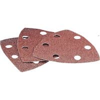 Draper assorted sanding sheets, brown with multiple holes, triangular shape, pack of 6.