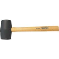 Draper rubber mallet with black head and hardwood shaft, 410g/14.5oz, featuring Draper logo on handle.