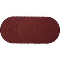 Red Draper sanding discs, 230mm, 40 grit, pack of 10, circular shape with textured abrasive surface.
