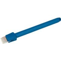 Blue Draper scutch holding chisel, 25 x 200mm, with a flat, toothed head and long handle, display packed.