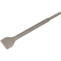 Silver Draper SDS+ flat chisel, 40mm wide blade, long cylindrical shaft, designed for heavy-duty masonry work.