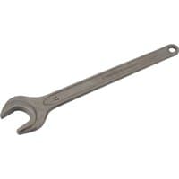 Silver Draper single open end spanner, 24mm, with a long handle and hole for hanging.