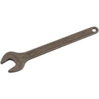 Silver Draper single open end spanner, 16mm, with a long handle and hole for hanging.