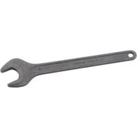 Grey Draper single open end spanner, 19mm, with a hole at the handle's end for hanging.