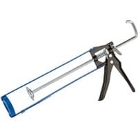 Blue and silver Draper Skeleton Caulking Gun, 350ml, with black handle and trigger mechanism.