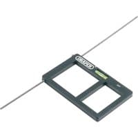 Draper Socket Box Cutting Template, rectangular frame with two openings and a metal guide rod.