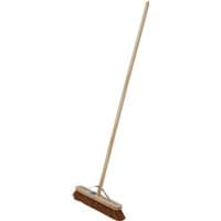 Draper Soft Coco Broom, 450mm with wooden handle and brown bristles.