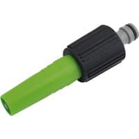 Green and black Draper Soft Grip Adjustable Spray Nozzle with ribbed handle and silver connector.