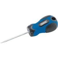 Blue and black Draper Soft Grip Awl with ergonomic handle and pointed metal tip.