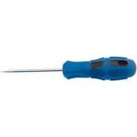 Blue Draper Soft Grip Carpenter's Awl with a textured handle and a sharp, pointed metal tip.