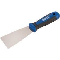 Blue and black Draper soft grip filler spreader with a 50mm stainless steel blade.