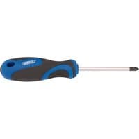 Draper PZ TYPE screwdriver, No.1 x 75mm, with black and blue soft grip handle and silver shaft.