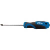Draper soft grip PZ TYPE screwdriver, No.2 x 100mm, with blue and black ergonomic handle and steel shaft.