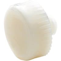 White nylon replacement face for soft face hammer, round with ribbed edge, designed by Draper.