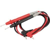 Red and black Draper spare test probe set with pointed metal tips and flexible cables for digital meters.