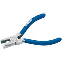 Draper 125mm spring-loaded combination pliers with blue rubber grips and polished metal jaws.