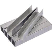 Draper steel staples, 12 x 11.3mm, silver, rectangular, pack of 1000, neatly stacked in rows.