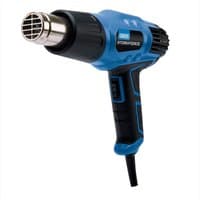 Blue and black Draper Storm Force 230V heat gun, 2000W, with ergonomic handle and metal nozzle.