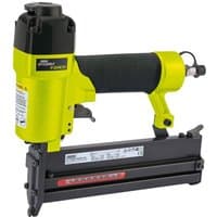 Yellow and black Draper Storm Force air stapler/nailer with ergonomic grip and metal magazine.