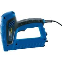 Blue and black Draper Storm Force Nailer/Stapler, 16mm, with ergonomic grip and power cord.