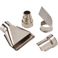 Four-piece Draper Storm Force nozzle set, silver metal, includes wide, narrow, and angled nozzles for Stock No. 93815.