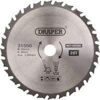 Draper TCT circular saw blade, 255 x 30mm, 28 teeth, silver with black text and diagrams on the surface.