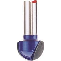 Draper TCT Router Bit, silver shaft, blue core box with red tip, 1/4" size, 12.7 x 6.35mm radius.