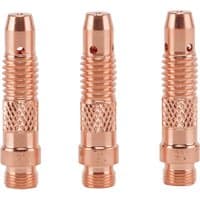 Copper Draper TIG torch collet body, 1.6mm, with textured grip and threaded ends, pack of 3.