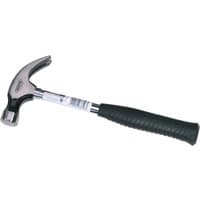 Draper tubular shaft claw hammer with black rubber grip and polished metal head, 560g/20oz.