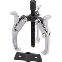 Draper reversible puller with silver twin and triple legs, black central screw, 78mm reach, 100mm spread.