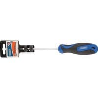 Draper TX-STAR T30 screwdriver, black and blue soft grip handle, silver shaft, attached product tag.