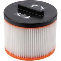 Black and orange Draper washable cartridge filter with pleated white paper for WDV50SS, WDV50SS/110, and SWD1200 models.