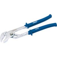 Blue-handled Draper waterpump pliers, 240mm length, with adjustable jaws and 33mm capacity.