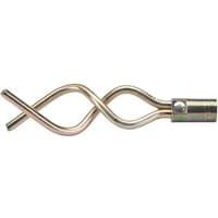 Metallic Draper worm screw for drain rods with twisted spiral design and cylindrical attachment end.