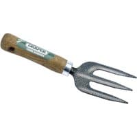 Draper Young Gardener weeding fork with textured metal prongs and smooth ash wood handle.