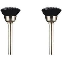 Dremel 13mm bristle brush 2 pack with black bristles and silver metal shafts for rotary tools.
