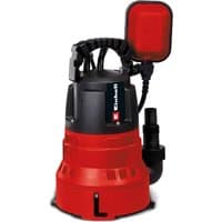 Einhell GC-DP 7035 LL submersible pump, red and black, with float switch and ribbed design.