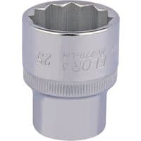 Silver Elora bi-hexagon socket, 1/2" square drive, 25mm, with engraved branding and textured grip.