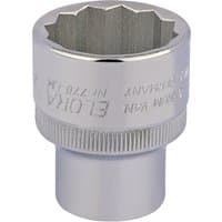 Silver Elora bi-hexagon socket, 1/2" square drive, 27mm, with engraved branding and textured grip.