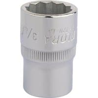 Silver Elora Bi-Hexagon Socket, 1/2" Sq. Dr., 3/4", with engraved text and ridged grip.