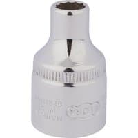 Silver Elora bi-hexagon socket, 1/2" square drive, 5/16" size, with engraved branding and smooth polished finish.