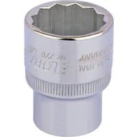 Silver Elora bi-hexagon socket, 1/2" square drive, 7/8" size, with engraved branding and textured grip.