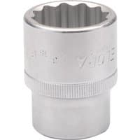 Elora silver bi-hexagon socket, 1.3/16" size, 3/4" square drive, with knurled grip and engraved branding.