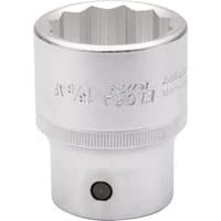 Elora Bi-Hexagon Socket, silver, 1.3/8" size, 3/4" square drive, engraved markings, knurled grip.